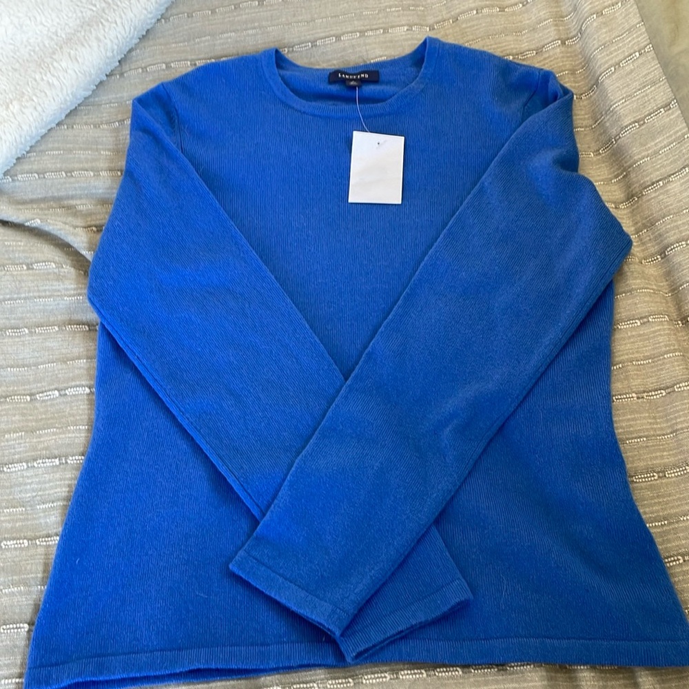Land's End NWT 100% Cashmere Sweater Blue Size Medium 10-12